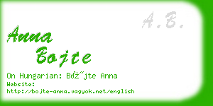 anna bojte business card